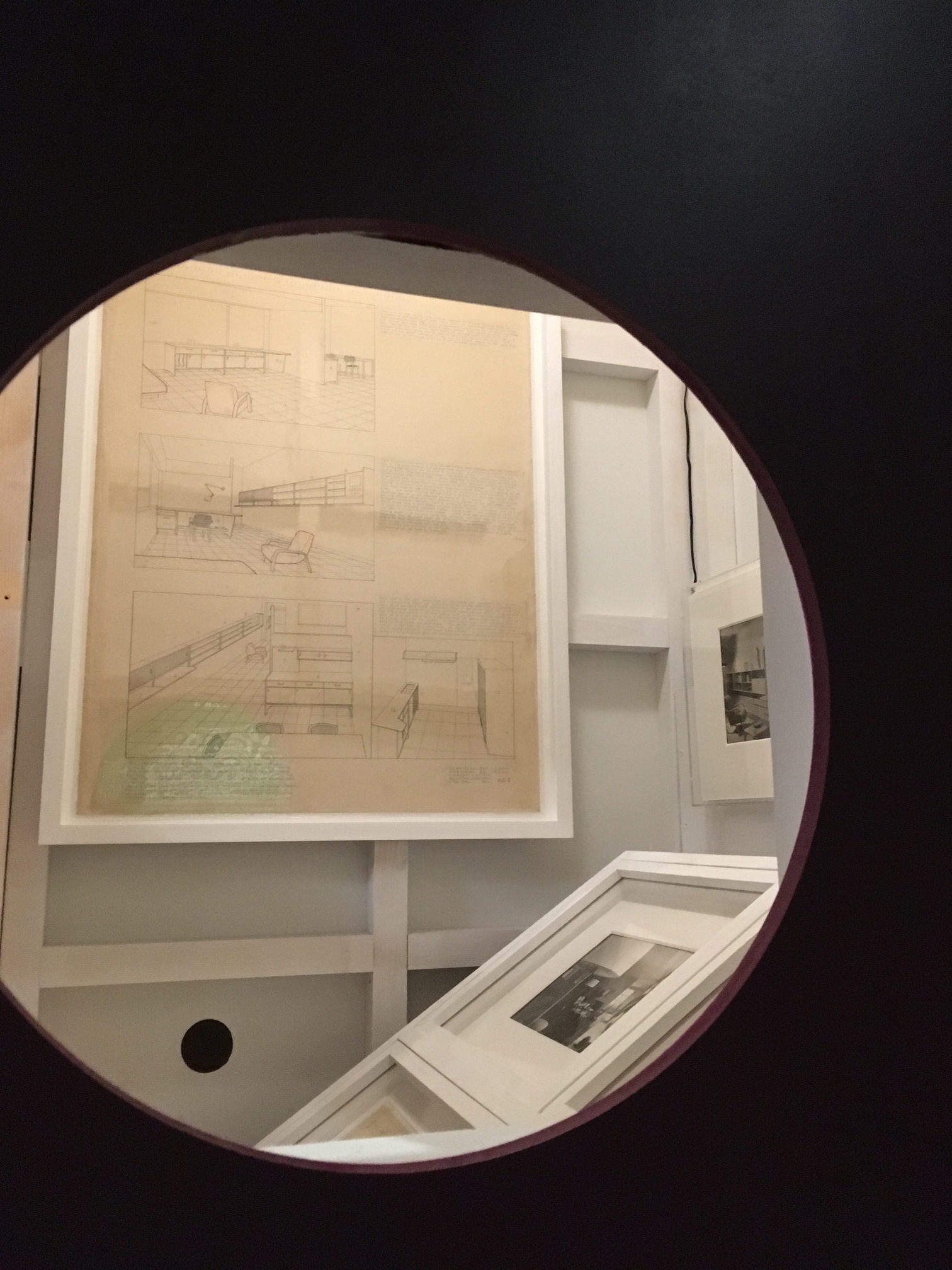 Architectural sketches which are way too far to see through a peep hole