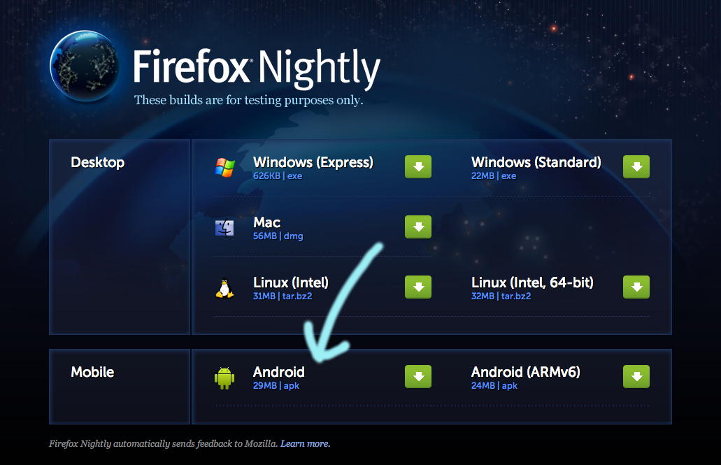 Firefox Nightly builds