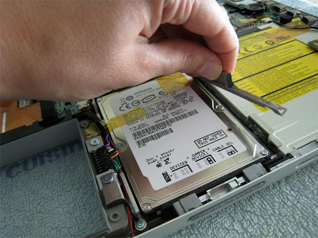 Putting the new hard drive in its place