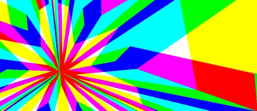 Colourful pattern in a sort of star shape, with very saturated colours