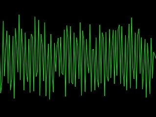 graph depicting a sound wave in green over black