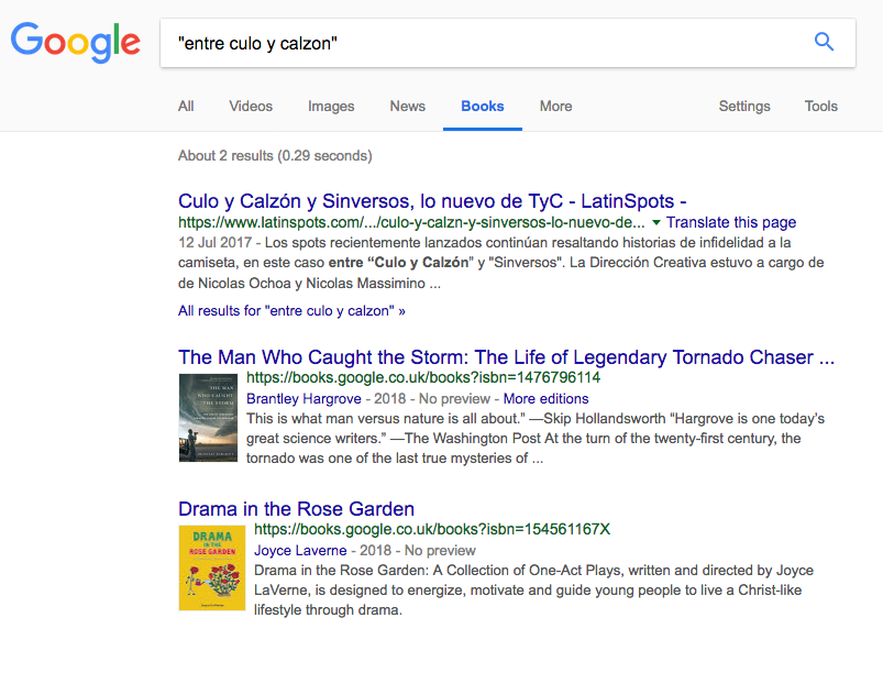 Google books search, three results.